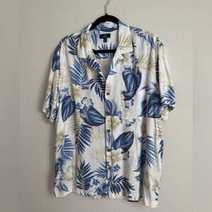 George Blue and Tan Tropical Men's Shirt